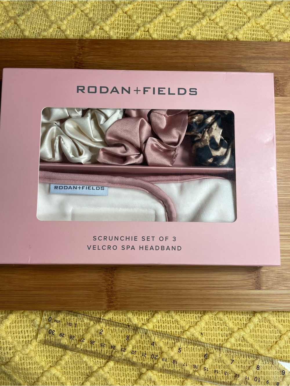 Rodan + Fields Scrunchie & Velcro Spa Headband Set - Pink, Cream, Leopard